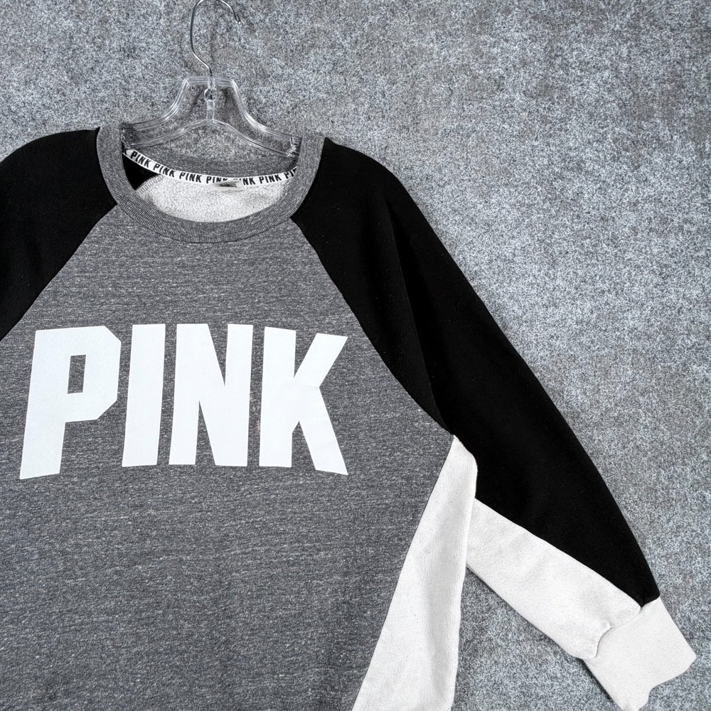 Victorias Secret By Pink Sweatshirt Womens M Multicolor Colorblock Fleece Lined - Picture 8 of 16